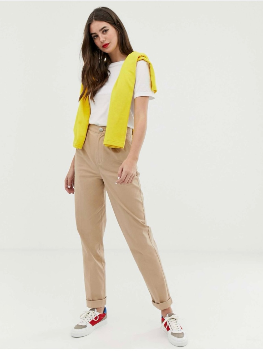 ASOS DESIGN Tall High Rise Chino Pants | Stone | Size 10 Long